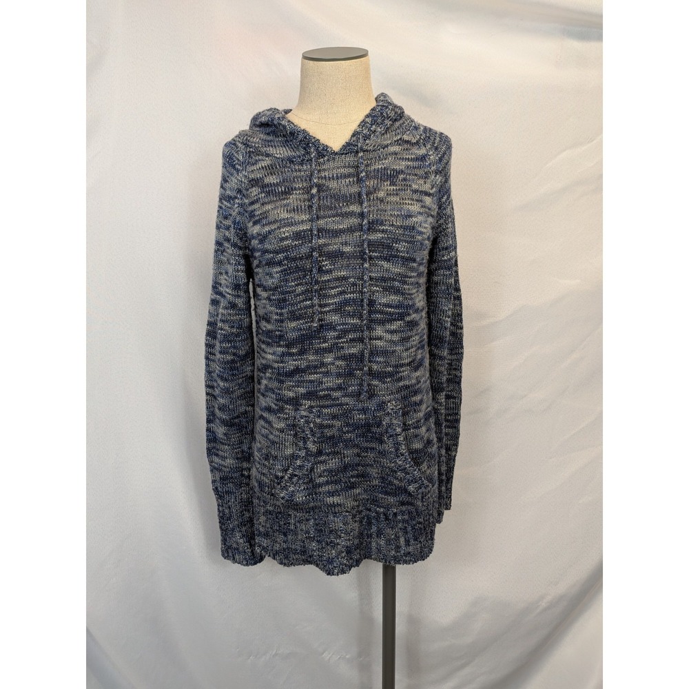 Rue21 Hoodie XL Blue White Gray Marled Knit Pullover Gorpcore Academic Cozy